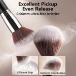 A BEAKEY 12-piece makeup brush set featuring 10 black and silver brushes and 2 blending sponges laid out on a clean surface.