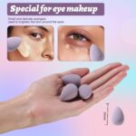 A-Purple BS-MALL 14-piece triangular makeup sponge set with a gradient pink travel case, shown with several sponges.