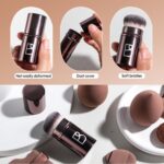 BS-MALL telescopic kabuki brush and seven coffee-colored makeup sponges for foundation and blending.