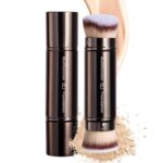 BS-MALL telescopic kabuki brush and seven coffee-colored makeup sponges for foundation and blending.