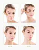 A gold DANGSHAN 24K Golden Pulse T-Shape Facial Massager held upright, showcasing its sleek design.