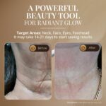 Black GLO24K LED Face Massager and Neck Wand, an anti-aging beauty tool with three LED lights.