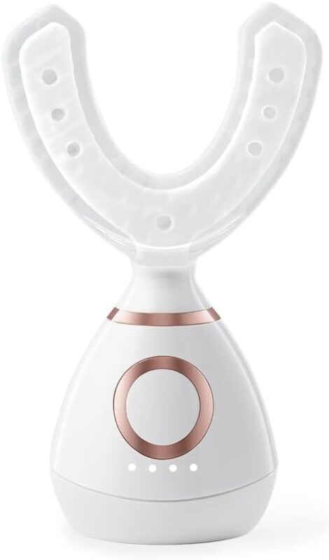 White upLift 5 Nano-Pulse anti-aging device with mouthpiece and power cord on a clean background.