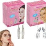 Two transparent silicone nose shaper clips, one double-headed and one single-headed, shown against a neutral background.