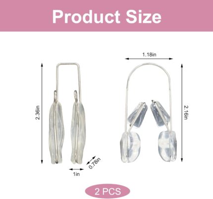 Two transparent silicone nose shaper clips, one double-headed and one single-headed, shown against a neutral background.